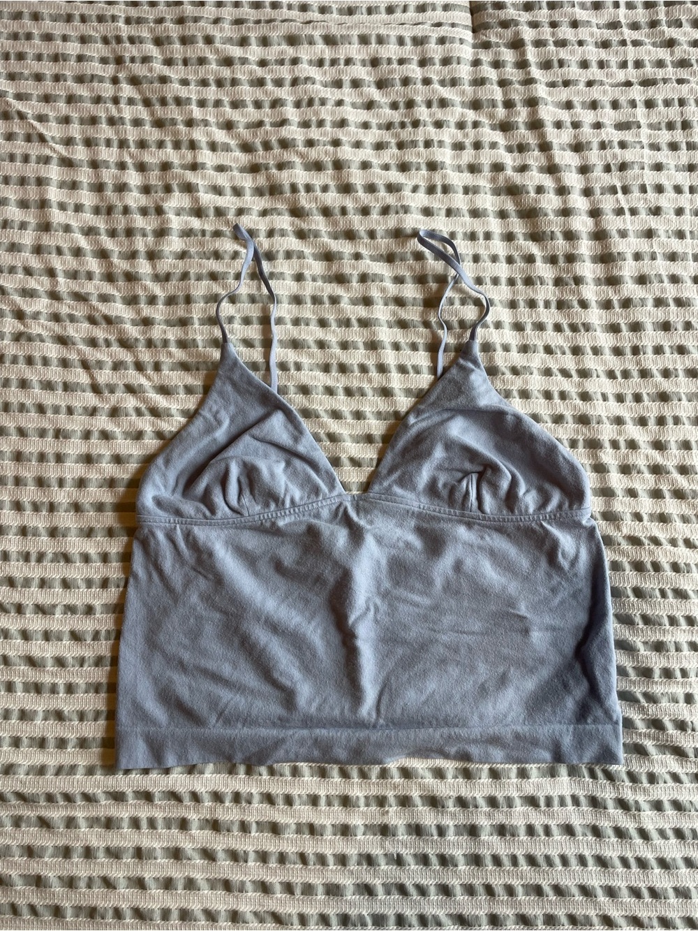 Free People Light Gray Ribbed Bandeau Bralette with Thin Straps